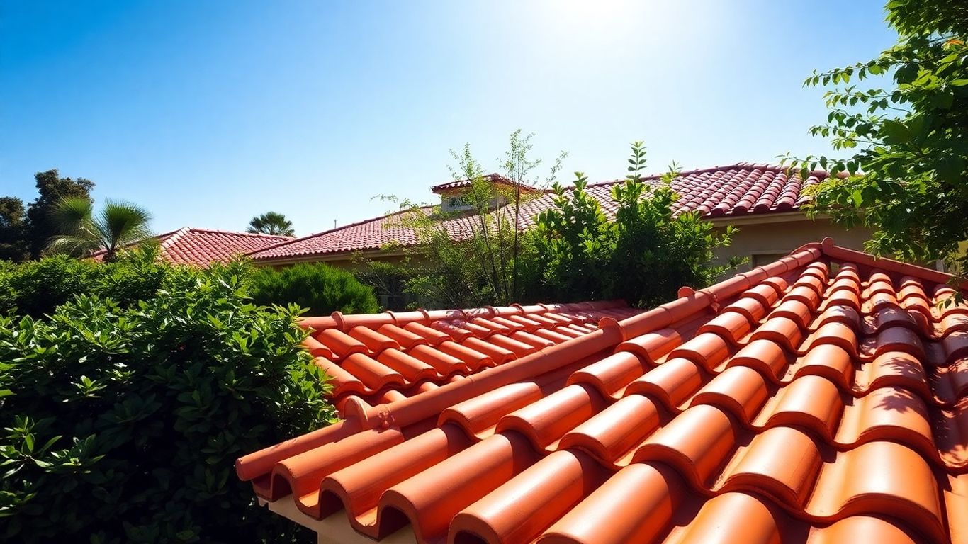 Terracotta tile roof on a sunny Oviedo home.