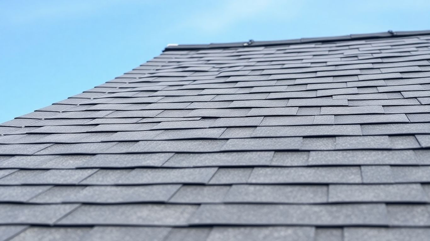 New asphalt shingle roof texture and color detail.