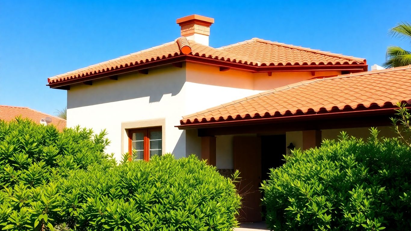 Terracotta tile roof on a sunny Oviedo home.