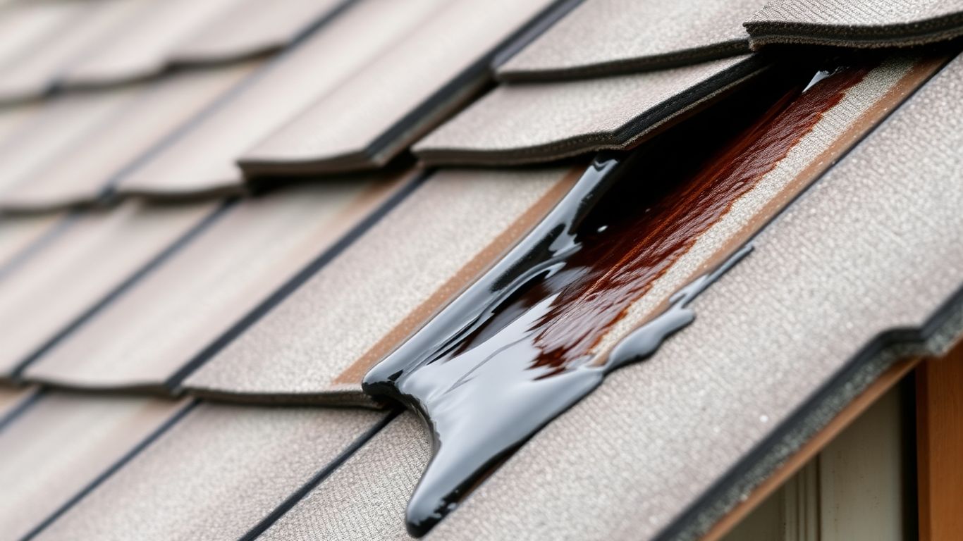 Roof leak with water dripping onto shingles.