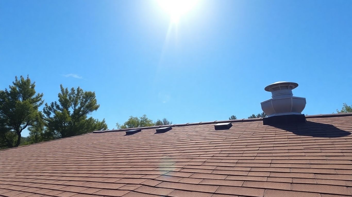 Residential rooftop with vents on a sunny day.