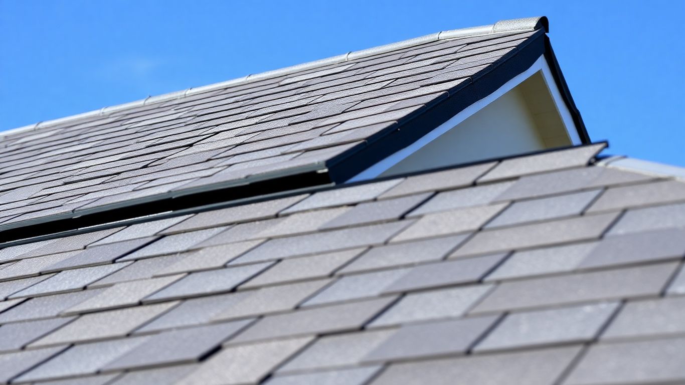 New asphalt shingle roof texture and color detail.