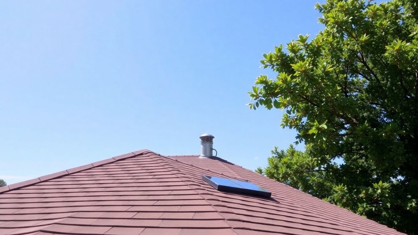 Residential rooftop with vents on a sunny day.